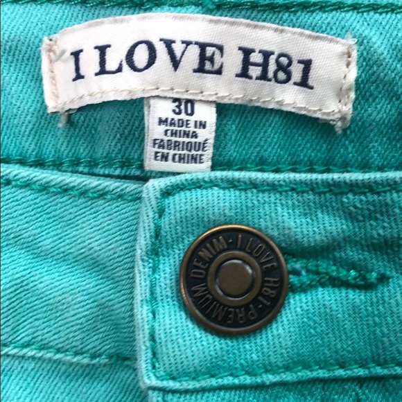 Teal/mint green denim shorts sz 30” - Picture 2 of 4